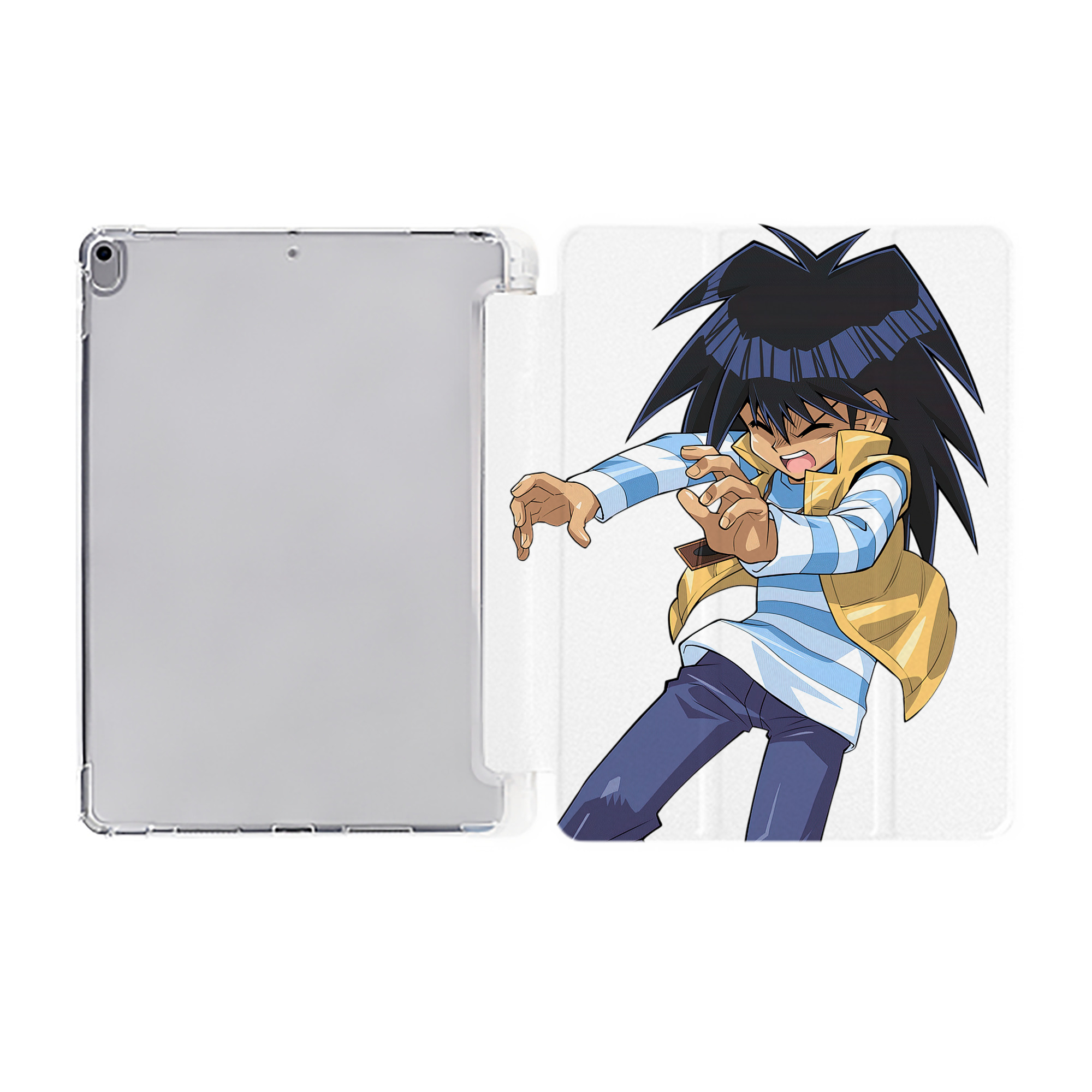 （画像用） 遊☆戯☆王 Yu-Gi-Oh! IPad ケース ペン収納付き 三つ折りスタンド PUレザー×シリコン 対応機種9.5/10.5/10.9インチ